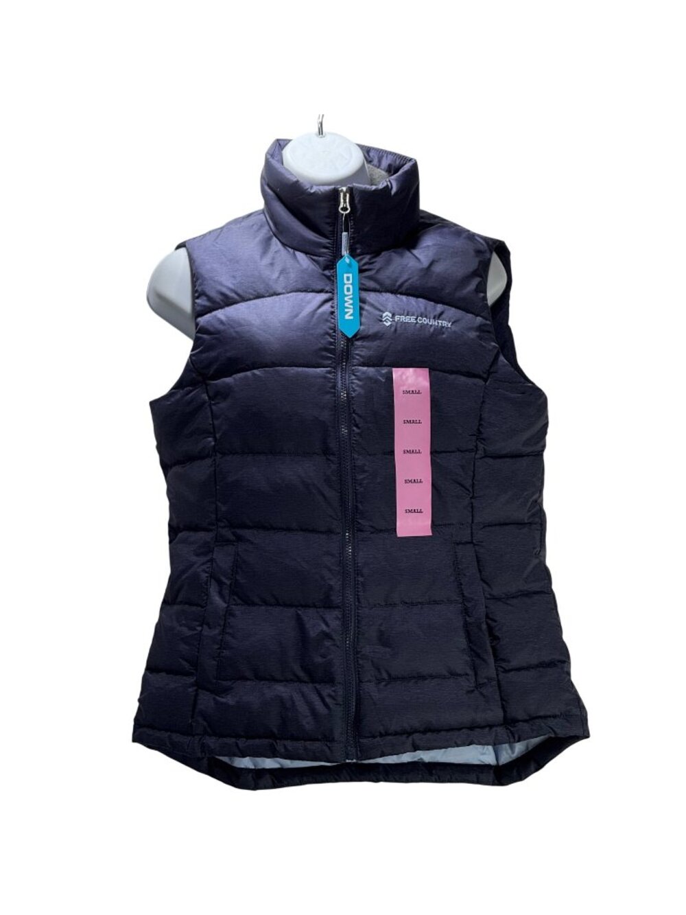Free Country Womens Down Vest S Lightweight Warm Cozy Navy Blue With Tags